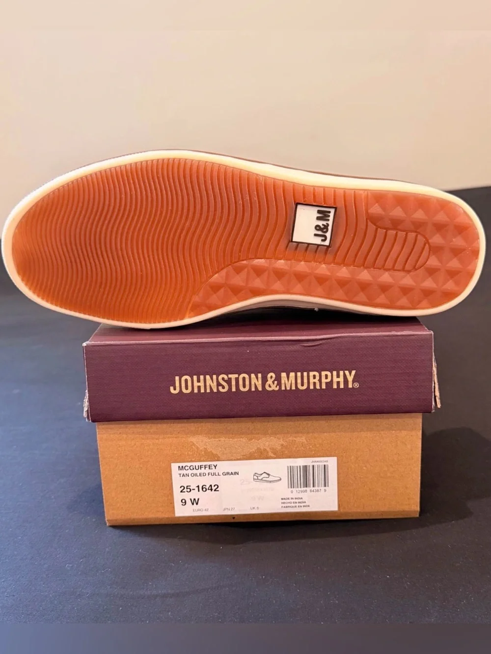 Johnston & Murphy McGuffey Tan Oiled Full Grain Leather Shoes